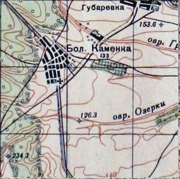 Фрагмент старой карты села Большая Каменка